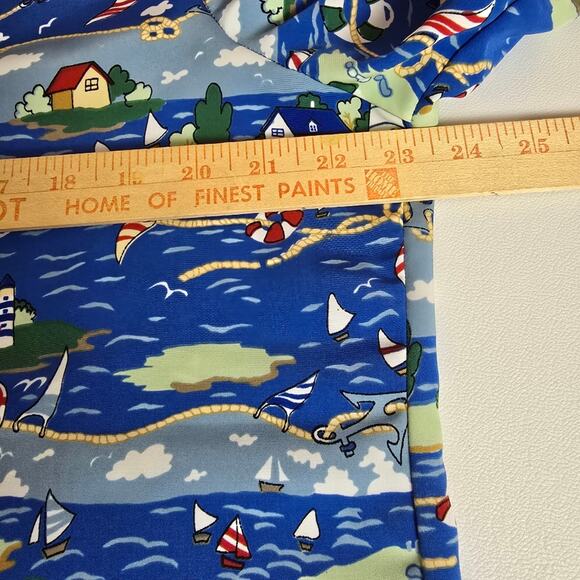 Bon Worth Vtg Nautical Blue Lighthouse Shirt Beachy Coastal Grandmother Aloha MP - Picture 8 of 12